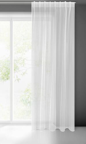 Hotová záclona s riasiacou páskou - Tonia biela, lesklá, 1,4 x 2,7 m